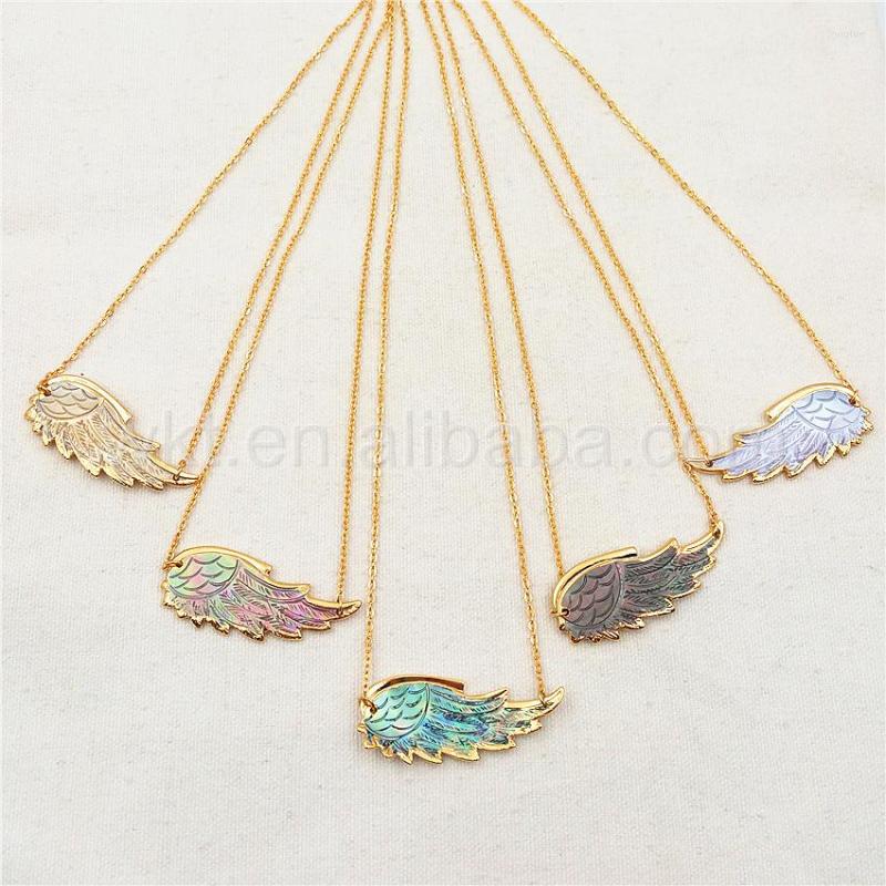 Pendant Necklaces WT-N785 Wholesale Natural Paua Shell Necklace 24K Gold Dipped Colorful Feather Jewelry
Pendant Necklaces WT-N785 Wholesale Natural Paua Shell Necklace 24K Gold Dipped Colorful Feather Jewelry