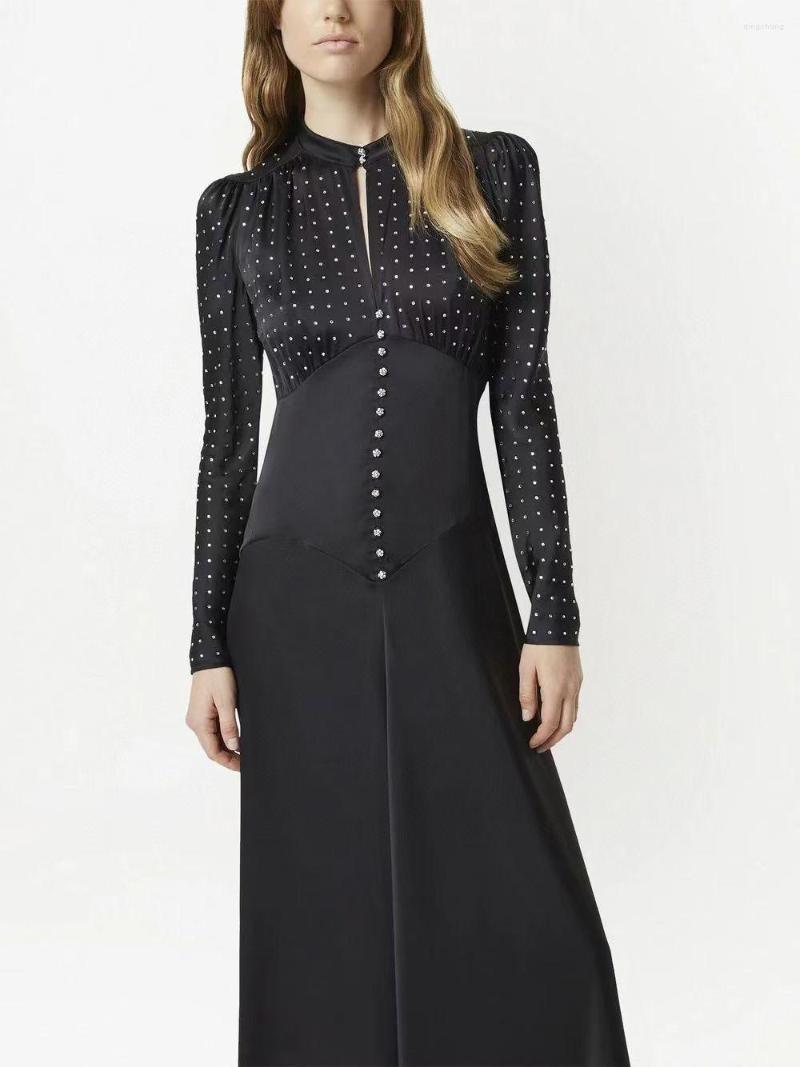 Casual Dresses 2023 Women' Robe Stand Collar Diamond Beaded Folded Waist Event Maxi Long Dress, Black
Casual Dresses 2023 Women' Robe Stand Collar Diamond Beaded Folded Waist Event Maxi Long Dress, Black