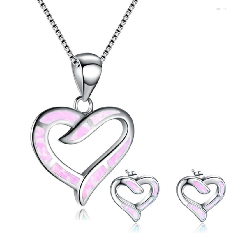 Necklace Earrings Set Romantic Style Silver Plated 4 Colors Love Heart Opalite Opal Pendant Stud For Women, Picture shown
Necklace Earrings Set Romantic Style Silver Plated 4 Colors Love Heart Opalite Opal Pendant Stud For Women, Picture shown