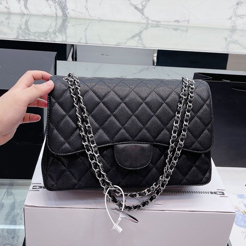 7A Womens Jumbo Caviar Leather Calfskin Quilted Bags Classic C Double Flap Multi Pochette Purse Gold/Silver Metal Hardware Crossbody Shoulder Handbags 30CM Purse
7A Womens Jumbo Caviar Leather Calfskin Quilted Bags Classic C Double Flap Multi Pochette Purse Gold/Silver Metal Hardware Crossbody Shoulder Handbags 30CM Purse