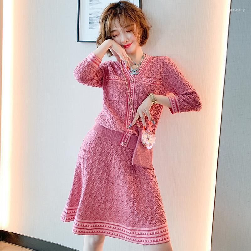 Work Dresses Ladies Sweater Suit Temperament V-neck Single-breasted Knitted Cardigan High Waist A-line Skirt Two-piece Set 2023, Fuchsia
Work Dresses Ladies Sweater Suit Temperament V-neck Single-breasted Knitted Cardigan High Waist A-line Skirt Two-piece Set 2023, Fuchsia
