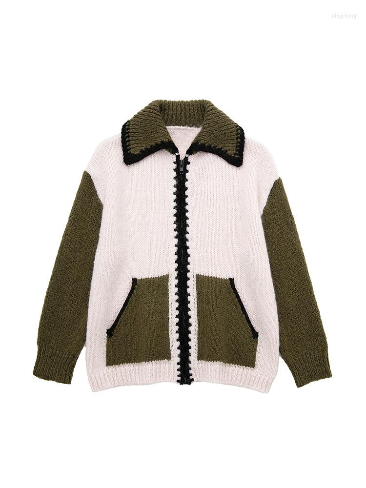 Women' Knits Cardigans Women 2023 High Street Contrast Color Long Sleeve Knit Cardigan Sweater Lapel Collar Zip Up Loose With Pocket, Beige
Women' Knits Cardigans Women 2023 High Street Contrast Color Long Sleeve Knit Cardigan Sweater Lapel Collar Zip Up Loose With Pocket, Beige