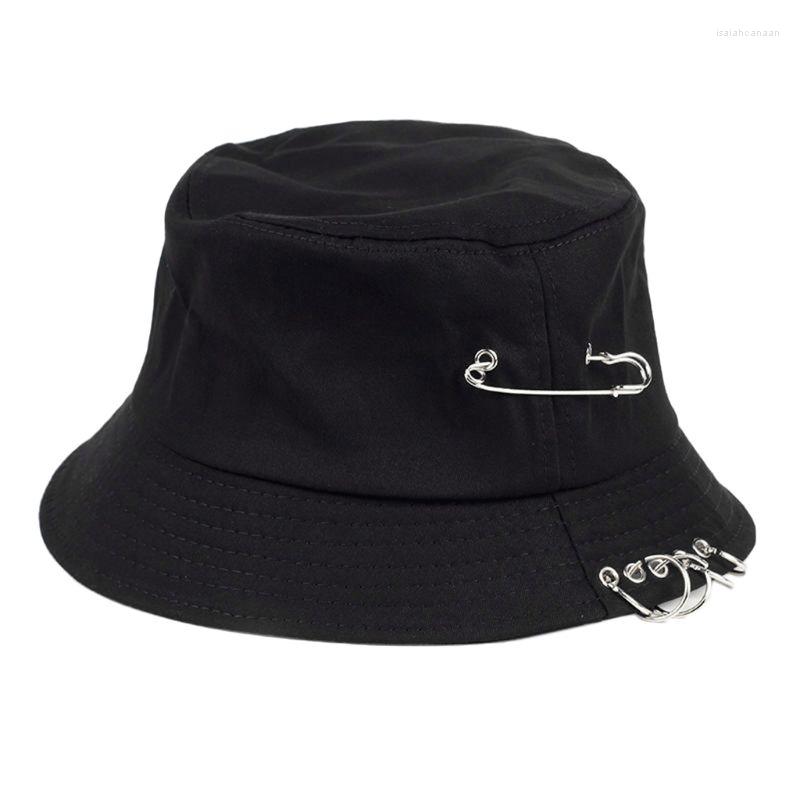 Berets Unisex Harajuku Punk Cotton Bucket Hat Metal Pin O-Rings Hip Hop Fisherman Cap, Black
Berets Unisex Harajuku Punk Cotton Bucket Hat Metal Pin O-Rings Hip Hop Fisherman Cap, Black