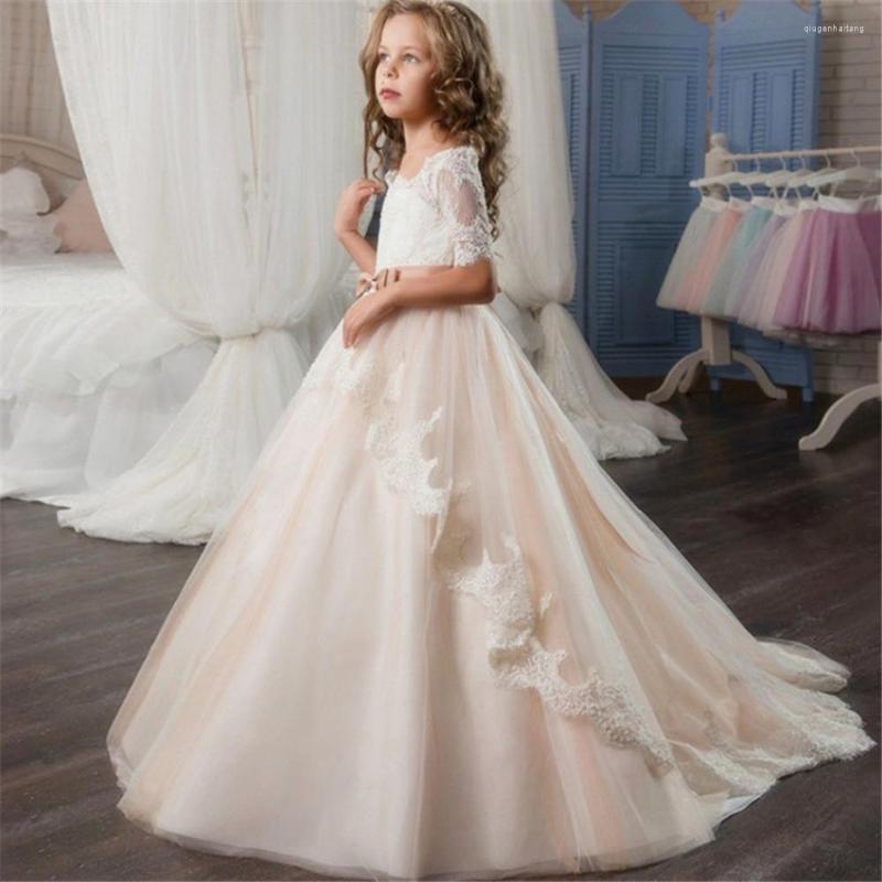 Girl Dresses Flower Off The Shoulder Short Sleeves Lace Applique Girls Pageant Gown Bow Belt Kids Formal Birthday Party Dress, White
Girl Dresses Flower Off The Shoulder Short Sleeves Lace Applique Girls Pageant Gown Bow Belt Kids Formal Birthday Party Dress, White