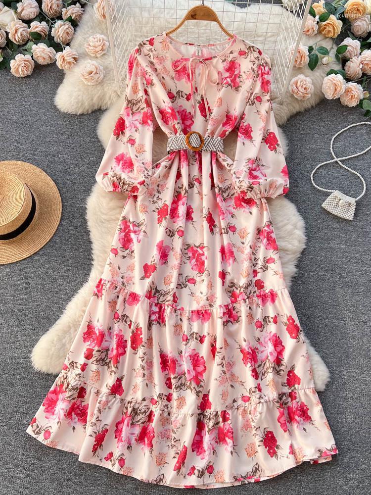 Casual Dresses Spring Maxi Floral Dress Women Long Puff Sleeve Elegant High Waist With Belt Party Night Pleated Lace Up Bow Fairy, Pink
Casual Dresses Spring Maxi Floral Dress Women Long Puff Sleeve Elegant High Waist With Belt Party Night Pleated Lace Up Bow Fairy, Pink
