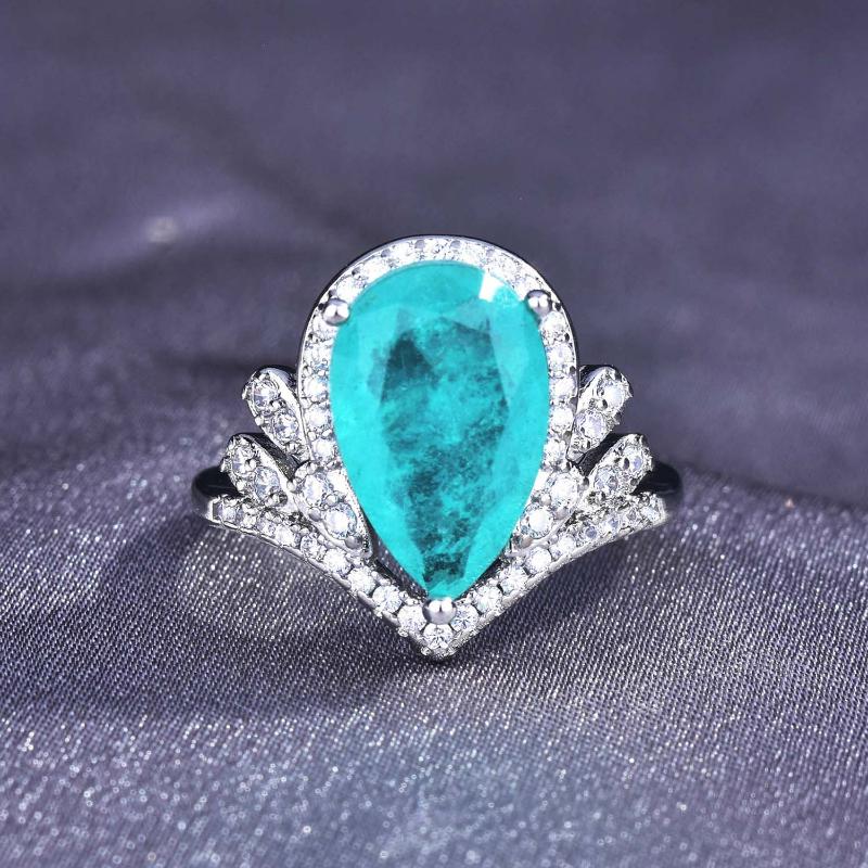 Cluster Rings Foydjew Luxury Crown High Carbon Diamond Water Drop-shaped Tourmaline Crystal Simulation Paraiba Color Treasure Open RingClust
Cluster Rings Foydjew Luxury Crown High Carbon Diamond Water Drop-shaped Tourmaline Crystal Simulation Paraiba Color Treasure Open RingClust