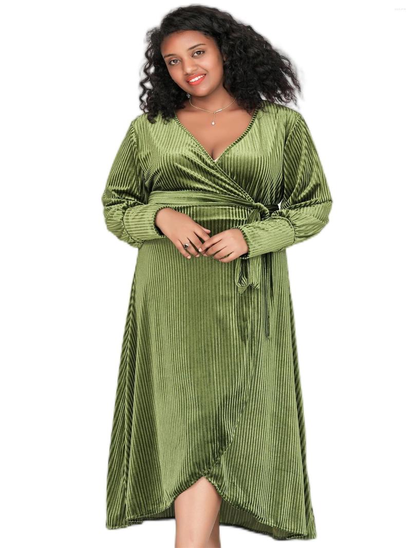 Plus Size Dresses Elegant Spring Autumn Long Sleeve Midi Velvet Wrap Dress Women Olive Green Tie Waist V-neck Formal Party 7XL
Plus Size Dresses Elegant Spring Autumn Long Sleeve Midi Velvet Wrap Dress Women Olive Green Tie Waist V-neck Formal Party 7XL