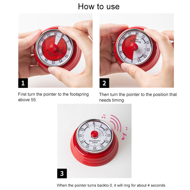 Kitchen Timers SHIMOYAMA Alarm Timer Round Mechanical Countdown Time Reminder Cooking Baking Homework Teaching Timing Clock with Magnet 230217