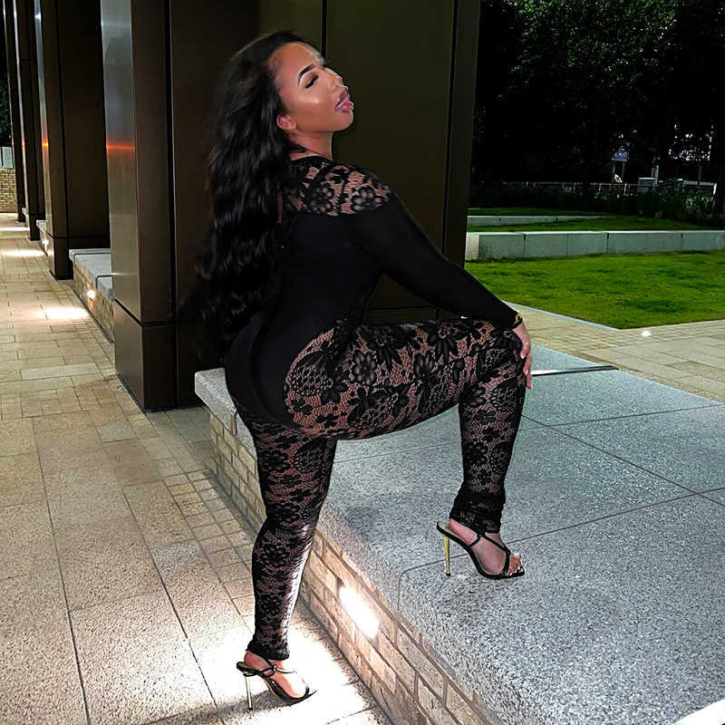 2023 Women's jumpsuits amp rompers New Lace High Waist Slim Fit Wrap Hip Casual Bodysuit Women black clothes