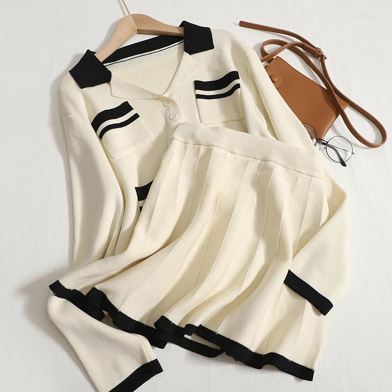 Work Dresses Contrast Color Suit Women' Autumn Long-Sleeved Knit Two Piece Loose Pant Set Soft Warm Lady High Waist Pleated Short Skirt, Beige
Work Dresses Contrast Color Suit Women' Autumn Long-Sleeved Knit Two Piece Loose Pant Set Soft Warm Lady High Waist Pleated Short Skirt, Beige