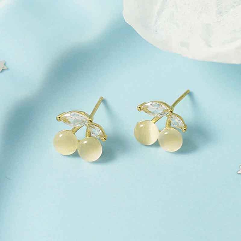 Stud Earrings Cute 925 Sterling Silver For Women Jewelry Zircon Crystal Small Cherry Gold Color Earring Lady GiftsStud
Stud Earrings Cute 925 Sterling Silver For Women Jewelry Zircon Crystal Small Cherry Gold Color Earring Lady GiftsStud