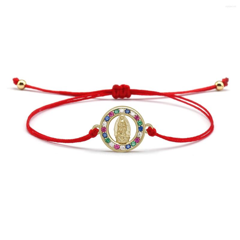 Charm Bracelets Round Hollow Out Insert Zircon Virgin Mary Pendant Bracelet For Women Men Gold Plated Rope Chain Adjustable Belief Jewelry
Charm Bracelets Round Hollow Out Insert Zircon Virgin Mary Pendant Bracelet For Women Men Gold Plated Rope Chain Adjustable Belief Jewelry