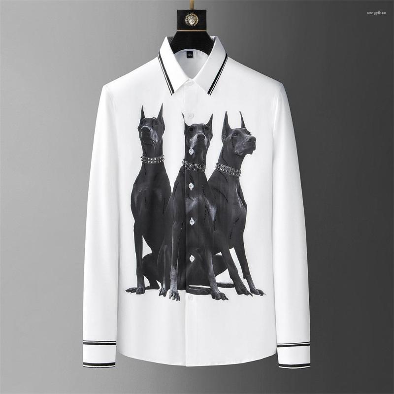 Men's Jackets Quality Dog Rhinestones Shirts For Men Long Sleeve Casual Shirt 2023 Autumn Business Social Formal Dress Party Tuxedo, Black
Men's Jackets Quality Dog Rhinestones Shirts For Men Long Sleeve Casual Shirt 2023 Autumn Business Social Formal Dress Party Tuxedo, Black