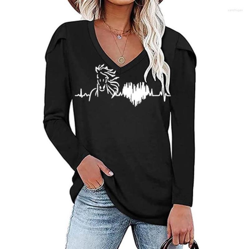 Women' T Shirts Horse Heart Printed Women' Long Sleeve T-shirt Cotton Casual Funny V-neck Suitable For Yong Ladies Loose Tops Trendy, Black
Women' T Shirts Horse Heart Printed Women' Long Sleeve T-shirt Cotton Casual Funny V-neck Suitable For Yong Ladies Loose Tops Trendy, Black