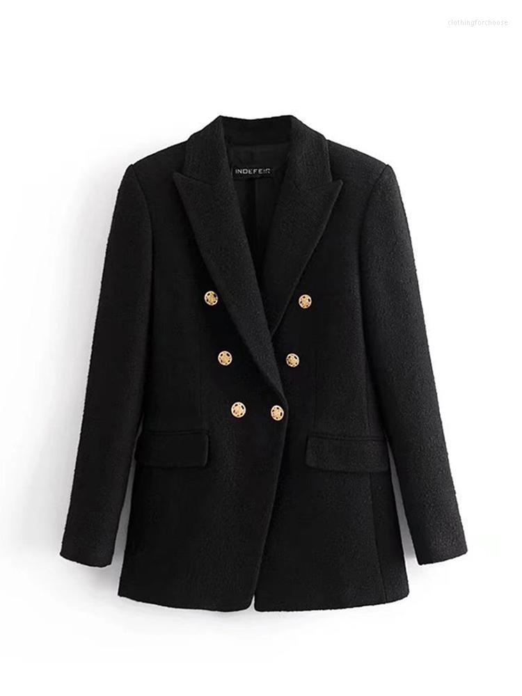 Women's Suits Women 2023 Fashion Double Breasted Tweed Blazer Coat Vintage Long Sleeve Pockets Female Outerwear Chic Blazers Mujer, Black
Women's Suits Women 2023 Fashion Double Breasted Tweed Blazer Coat Vintage Long Sleeve Pockets Female Outerwear Chic Blazers Mujer, Black