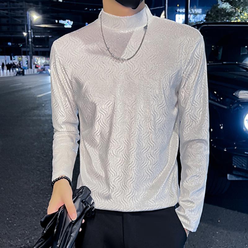 Men's T Shirts Luxury Velvet Half Turtleneck T-Shirts Men Autumn Winter Lomg Sleeve Casual Slim Shirt Vintage Social Tee Tops Streetwear, Black
Men's T Shirts Luxury Velvet Half Turtleneck T-Shirts Men Autumn Winter Lomg Sleeve Casual Slim Shirt Vintage Social Tee Tops Streetwear, Black