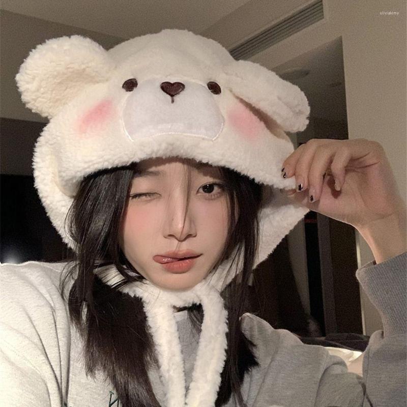 Berets Women's Winter Hat Solid Beanies Cute Bear Ears Warm Windproof Cap Earflap Female Girls Lamb Hair Caps, White
Berets Women's Winter Hat Solid Beanies Cute Bear Ears Warm Windproof Cap Earflap Female Girls Lamb Hair Caps, White
