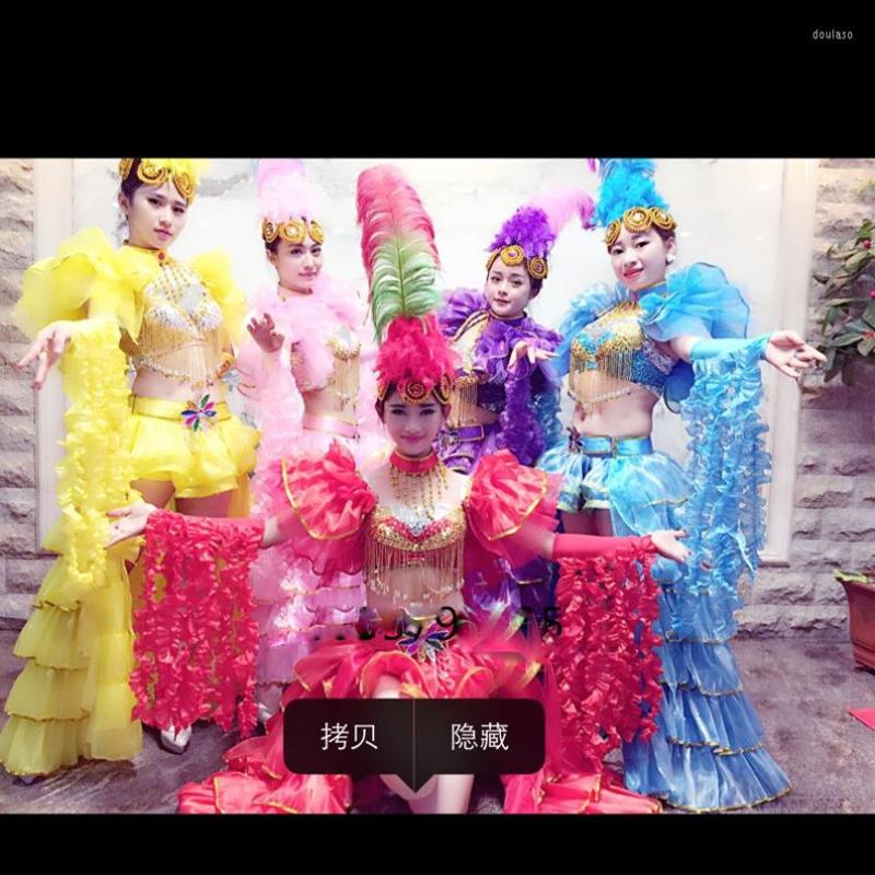 Stage Wear Modern Spanish Dance Costumes Carnival Opening Big Swing Skirt Show Performance, Blue
Stage Wear Modern Spanish Dance Costumes Carnival Opening Big Swing Skirt Show Performance, Blue