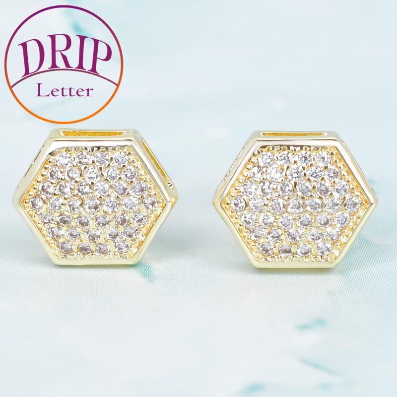 Stud Earrings Sexangle Earring Gold Color Cubic Zircon For Men Screw Back Hip Hop Plated Jewelry
Stud Earrings Sexangle Earring Gold Color Cubic Zircon For Men Screw Back Hip Hop Plated Jewelry
