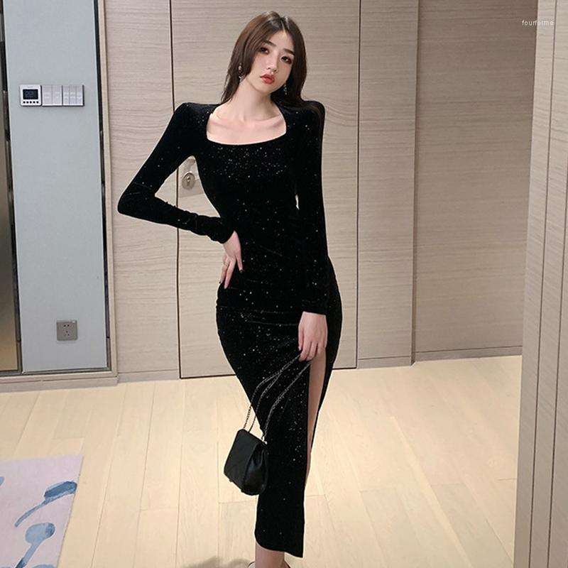 Casual Dresses Fashion Women French Retro Square Collar Glitter Midi Party Dress Elegant Coffee Break Velvet Bodycon Sequin Split Female, Black
Casual Dresses Fashion Women French Retro Square Collar Glitter Midi Party Dress Elegant Coffee Break Velvet Bodycon Sequin Split Female, Black