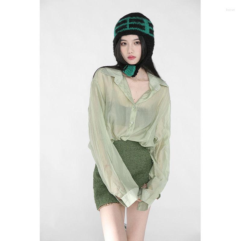 Women' Blouses Deeptown Satin Chiffon Transparent Women Youth Y2k Oversized Shirts Streetwear Sexy See-through Tops Korean Style Female, Green
Women' Blouses Deeptown Satin Chiffon Transparent Women Youth Y2k Oversized Shirts Streetwear Sexy See-through Tops Korean Style Female, Green