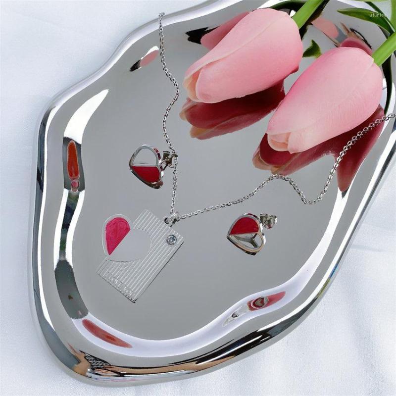 Necklace Earrings Set Shangjie Jewelry Heart Earring Promotion Three Piece Wedding Dinner Stainless Steel, Picture shown