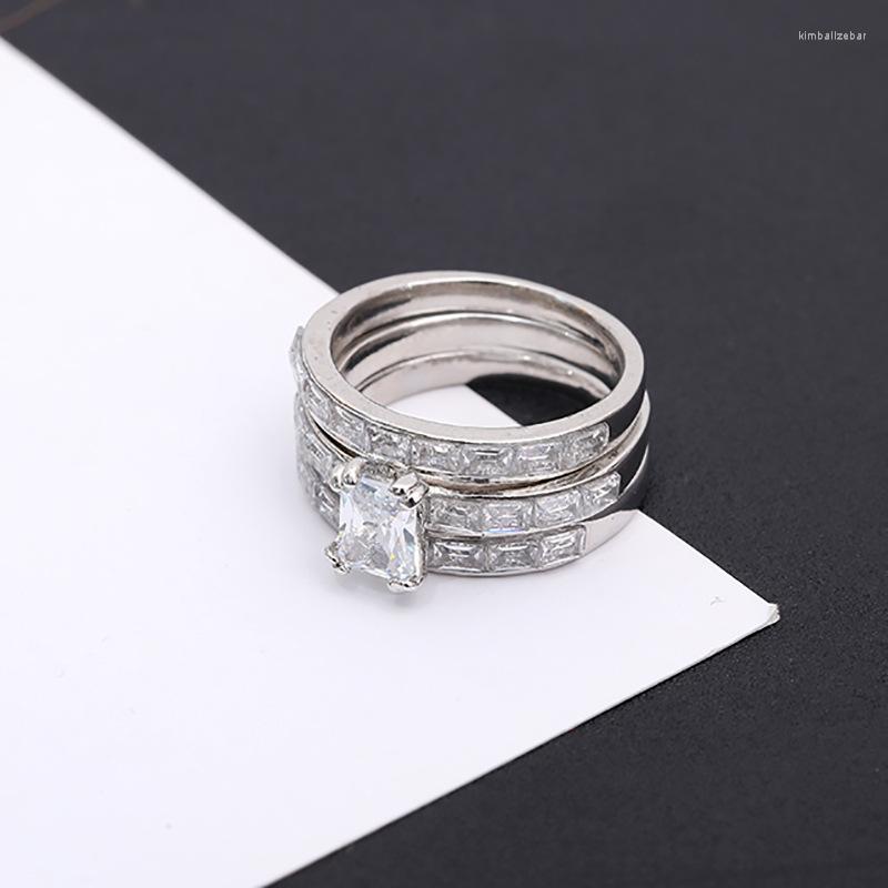 Wedding Rings Fashion Luxury Zircon Stainless Steel Lady Ring Set Girl's Charm Accessories Engagement Jewelry 3 / Piece
Wedding Rings Fashion Luxury Zircon Stainless Steel Lady Ring Set Girl's Charm Accessories Engagement Jewelry 3 / Piece