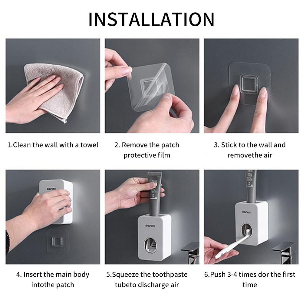 Toothpaste Ykelin Toothpaste Dispenser WallMounted Automatic Toothpaste Squeezer Toothpaste Holder For HoleFree Wall Hanging 230217