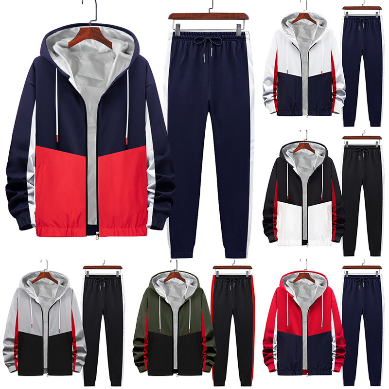 Fashion Spring Splice Tracksuits For Men Long Sleeve Cardigan Zipper Hooded Jackets And Casual Sports Pants Loose 2 Piece Sets 22144, Gray + black
Fashion Spring Splice Tracksuits For Men Long Sleeve Cardigan Zipper Hooded Jackets And Casual Sports Pants Loose 2 Piece Sets 22144, Gray + black