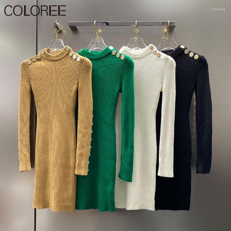 Casual Dresses Vintage O-neck Gold Buttons Knitted Sweater For Women 2023 Luxury Designers Autumn Winter Clothes Slim Wool Vestidos, Black
Casual Dresses Vintage O-neck Gold Buttons Knitted Sweater For Women 2023 Luxury Designers Autumn Winter Clothes Slim Wool Vestidos, Black