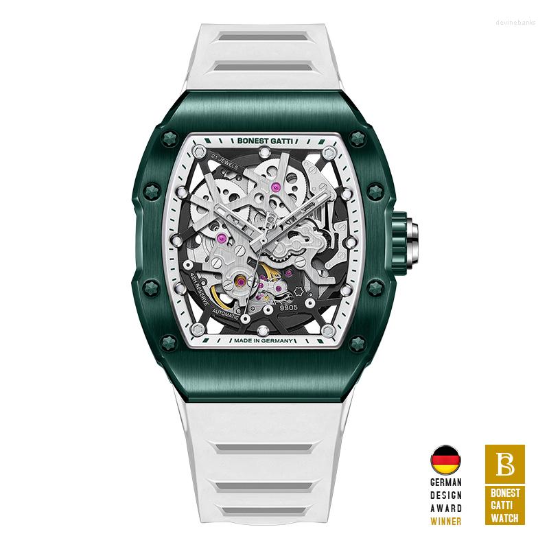 Wristwatches BONEST GATTI Men Automatic Watch Luxury Tonneau Mechanical Wristwatch Skeleton Waterproof Sapphire Luminous Punk Rubber Strap, Bg9905-1
Wristwatches BONEST GATTI Men Automatic Watch Luxury Tonneau Mechanical Wristwatch Skeleton Waterproof Sapphire Luminous Punk Rubber Strap, Bg9905-1