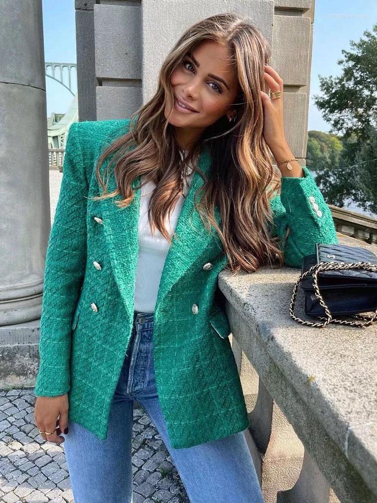 Women's Suits Women 2023 Spring Fashion Double Breasted Textures Blazer Coat Vintage Long Sleeve Pockets Outerwear Moda Mujer Longo Feminino, Green
Women's Suits Women 2023 Spring Fashion Double Breasted Textures Blazer Coat Vintage Long Sleeve Pockets Outerwear Moda Mujer Longo Feminino, Green