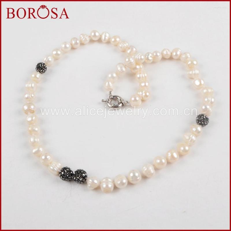 Chains BOROSA 22'' Handmade Freshwater Pearl Necklace DruzyJewelry Rhinestone Pave Disco Ball Natural Beads Women Necklece JAB702
Chains BOROSA 22'' Handmade Freshwater Pearl Necklace DruzyJewelry Rhinestone Pave Disco Ball Natural Beads Women Necklece JAB702