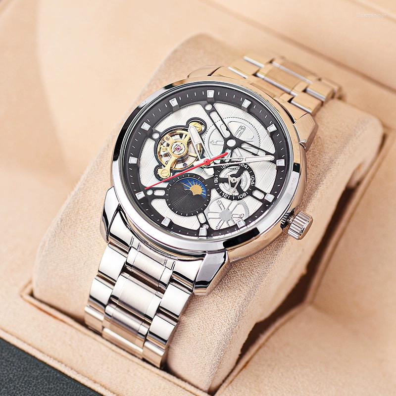 Wristwatches Top Mens Watches Fashion Automatic Mechanical Watch Moon Phase Wrist Steel Strap MAN Reloj Hombre
Wristwatches Top Mens Watches Fashion Automatic Mechanical Watch Moon Phase Wrist Steel Strap MAN Reloj Hombre