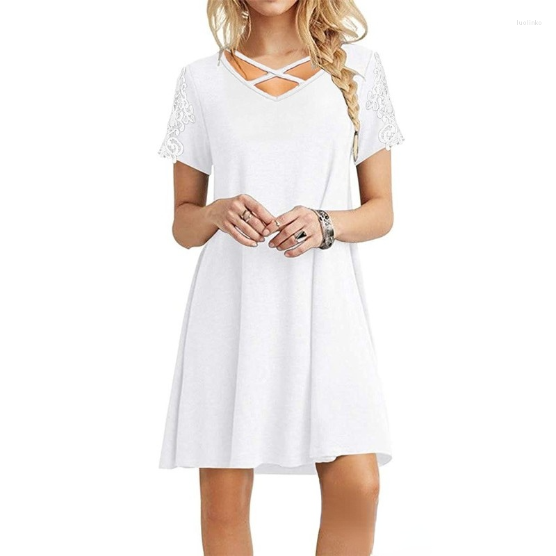 Casual Dresses Women Summer Dress Ladies Short Lace Sleeves Elegant Solid Color Comfortable Clothes Hollow Out Mini, Deep blue
Casual Dresses Women Summer Dress Ladies Short Lace Sleeves Elegant Solid Color Comfortable Clothes Hollow Out Mini, Deep blue