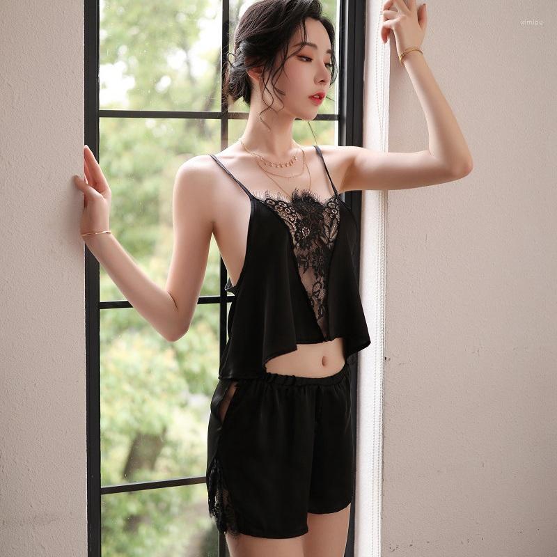 Women' Sleepwear Women' Pajamas Sexy Lingerie Ladies Gown Nighty 2 PIECE Lace Tops Shorts Silk Pajama Set, Black
Women' Sleepwear Women' Pajamas Sexy Lingerie Ladies Gown Nighty 2 PIECE Lace Tops Shorts Silk Pajama Set, Black