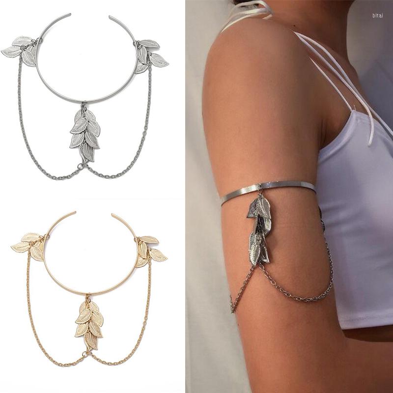 Bangle Female Charms Bracelet Upper Arm Women Boho Retro Leaves 1PCS
