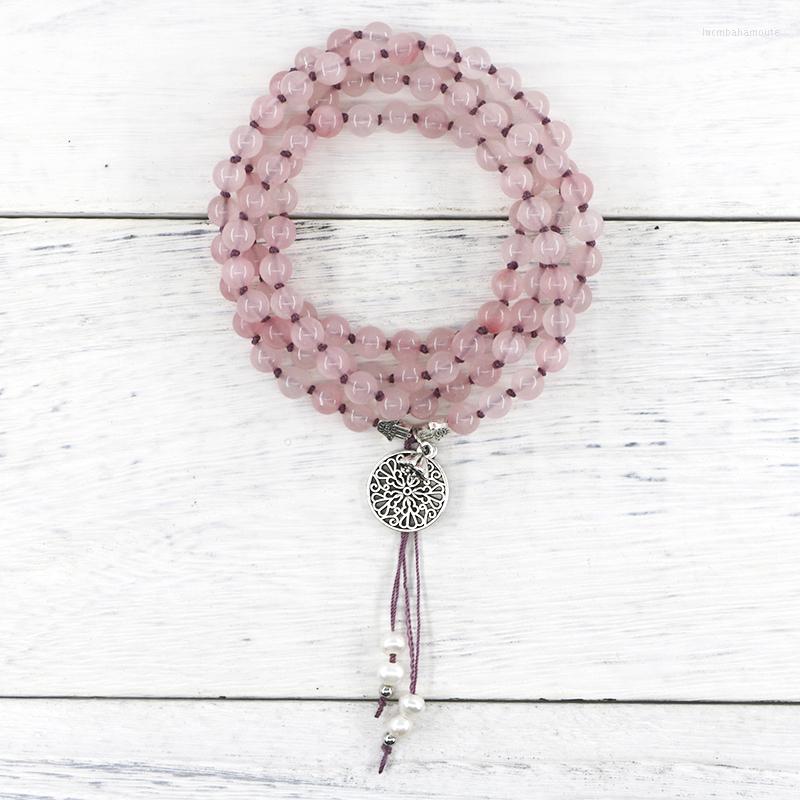 Pendant Necklaces Cute Rose Quartzs Beaded Hand Knotted Mala Necklace Women Girls Gift Lotus Flower Pearl Tassels Hansa Jewelry
Pendant Necklaces Cute Rose Quartzs Beaded Hand Knotted Mala Necklace Women Girls Gift Lotus Flower Pearl Tassels Hansa Jewelry