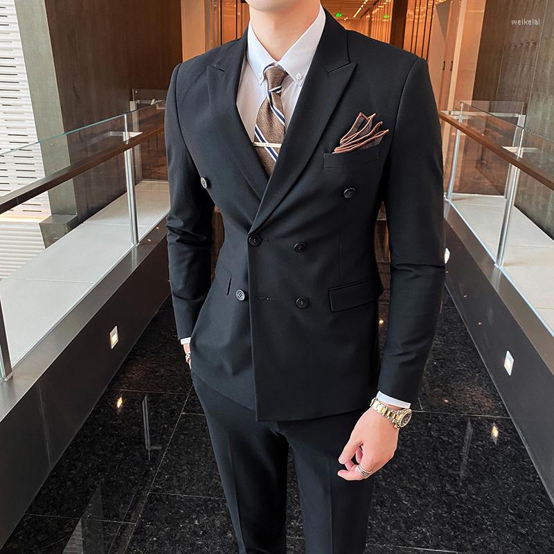 Men's Suits High-quality Men's Slim-fit Striped Casual Business Work Formal Suit Double-breasted Two-piece Ensemble Costume Homme, Black
Men's Suits High-quality Men's Slim-fit Striped Casual Business Work Formal Suit Double-breasted Two-piece Ensemble Costume Homme, Black