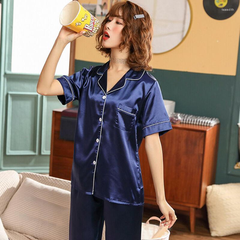 Women's Sleepwear Women Ladies Casual Satin Silk Soft Comfort Pajama Set Long Sleeve Nightwear, Blue
Women's Sleepwear Women Ladies Casual Satin Silk Soft Comfort Pajama Set Long Sleeve Nightwear, Blue