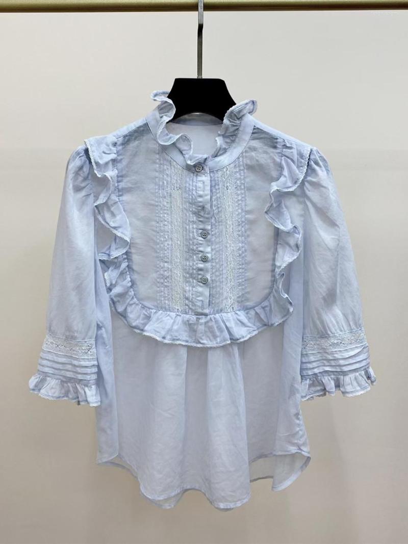 Women's Blouses 2023 Summer Women's Stand Collar Shirt Half Sleeves Ladies Stitching Ruffles Sweet Blouse Top Open Button, White
Women's Blouses 2023 Summer Women's Stand Collar Shirt Half Sleeves Ladies Stitching Ruffles Sweet Blouse Top Open Button, White