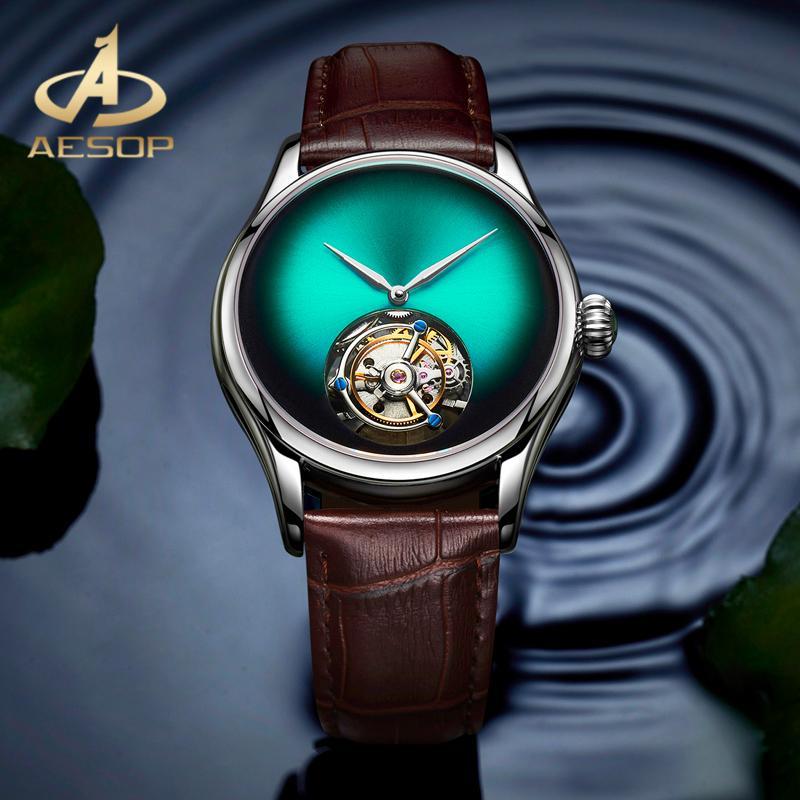 Wristwatches AESOP Fashion Green Dial Double-Sided Sapphire Glass Watch Real Tourbillon Mechanical Men's Waterproof Cloc, 700907
Wristwatches AESOP Fashion Green Dial Double-Sided Sapphire Glass Watch Real Tourbillon Mechanical Men's Waterproof Cloc, 700907