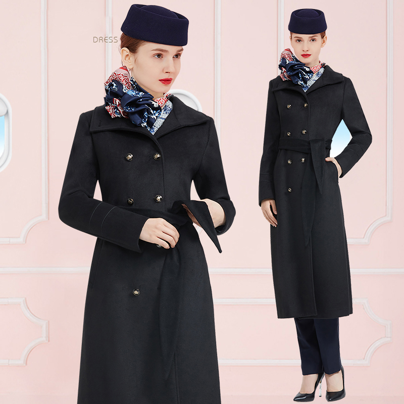 Airline Stewardess Uniform Professional Dress Suit Autumn Winter Clothing Women Black Medium Length High Grade Slim Wool Coat Lady
Airline Stewardess Uniform Professional Dress Suit Autumn Winter Clothing Women Black Medium Length High Grade Slim Wool Coat Lady