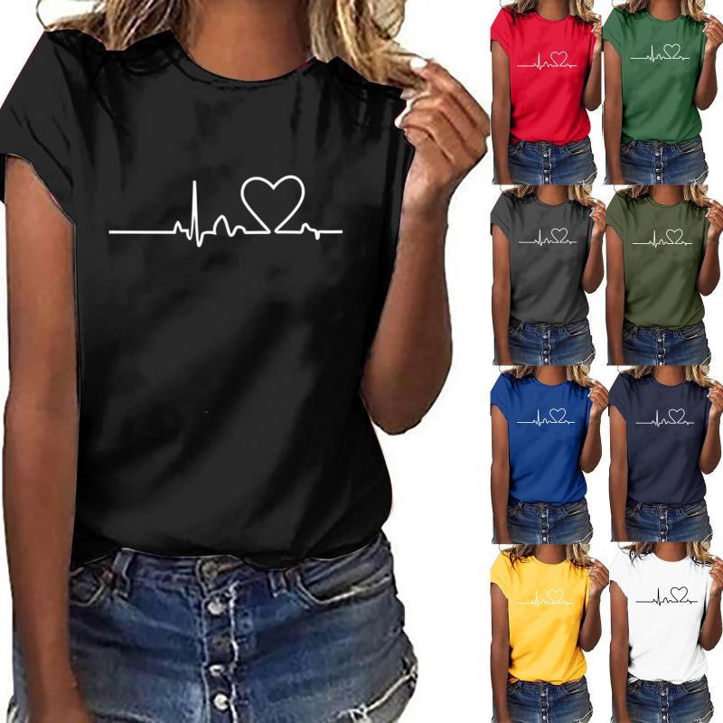 Women' T Shirts Heart Printing Casual Unisex Summer Short Sleeve Blouses Round Neck Fashion Tunic Tops For Women Vintage Roupas Femin
Women' T Shirts Heart Printing Casual Unisex Summer Short Sleeve Blouses Round Neck Fashion Tunic Tops For Women Vintage Roupas Femin