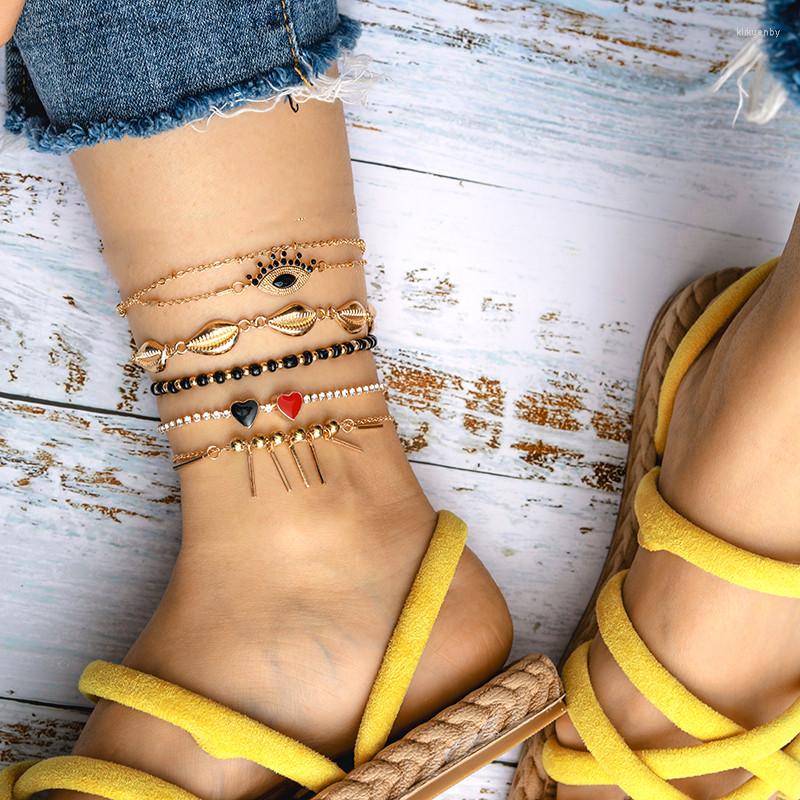 Anklets HuaTang 5pcs Boho Alloy Shell Charms Set For Women Multilayers Crystal Eye Love Heart Foot Chain Bracelet Beach Jewelry
Anklets HuaTang 5pcs Boho Alloy Shell Charms Set For Women Multilayers Crystal Eye Love Heart Foot Chain Bracelet Beach Jewelry