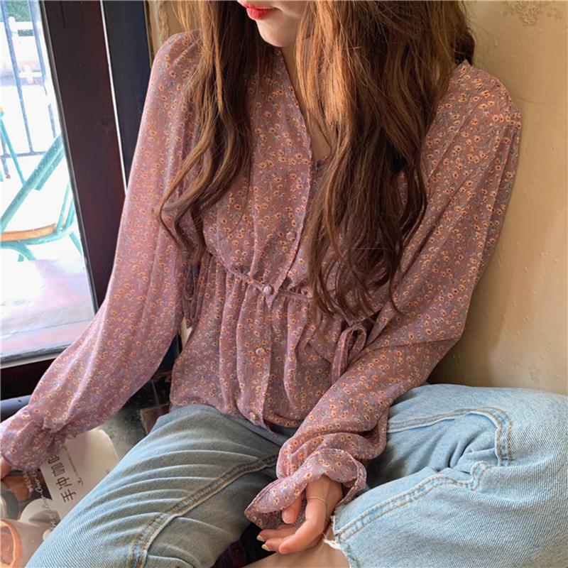 Women's Blouses & Shirts Smoky Purple Long Sleeve Blouse Early Autumn Top Elegant Young High Waist Ruffle V-neck Chiffon Floral
Women's Blouses & Shirts Smoky Purple Long Sleeve Blouse Early Autumn Top Elegant Young High Waist Ruffle V-neck Chiffon Floral
