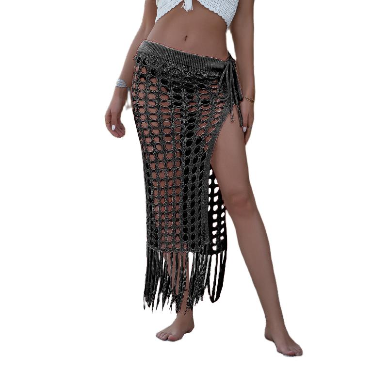 Women's Swimwear Summer Sexy See-through Hollow Knitted Skirt Split Tassel Beach Cover-Ups Solid Color High Waist BeachwearWomen, Black
Women's Swimwear Summer Sexy See-through Hollow Knitted Skirt Split Tassel Beach Cover-Ups Solid Color High Waist BeachwearWomen, Black