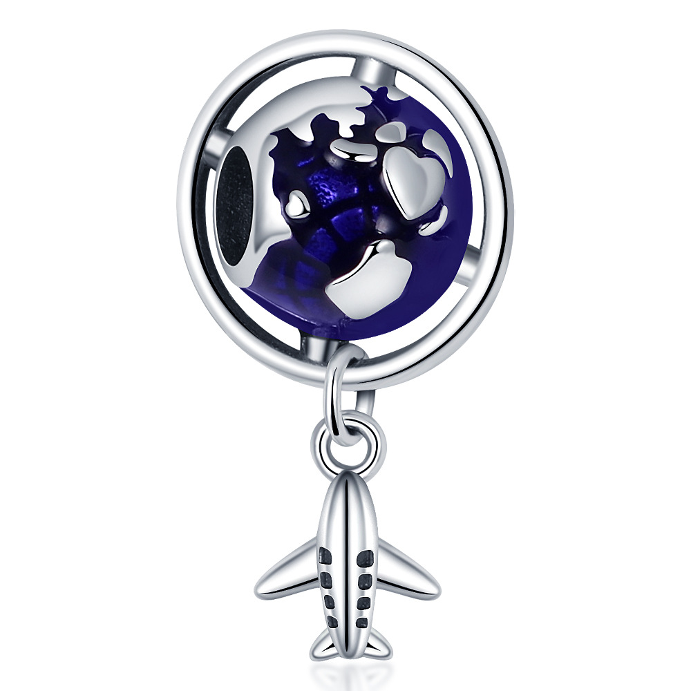 New Popular 925 Sterling Silver Skeleton Aircraft Earth Strings DIY Fashion Female Jewelry Wholesale Free Shipping