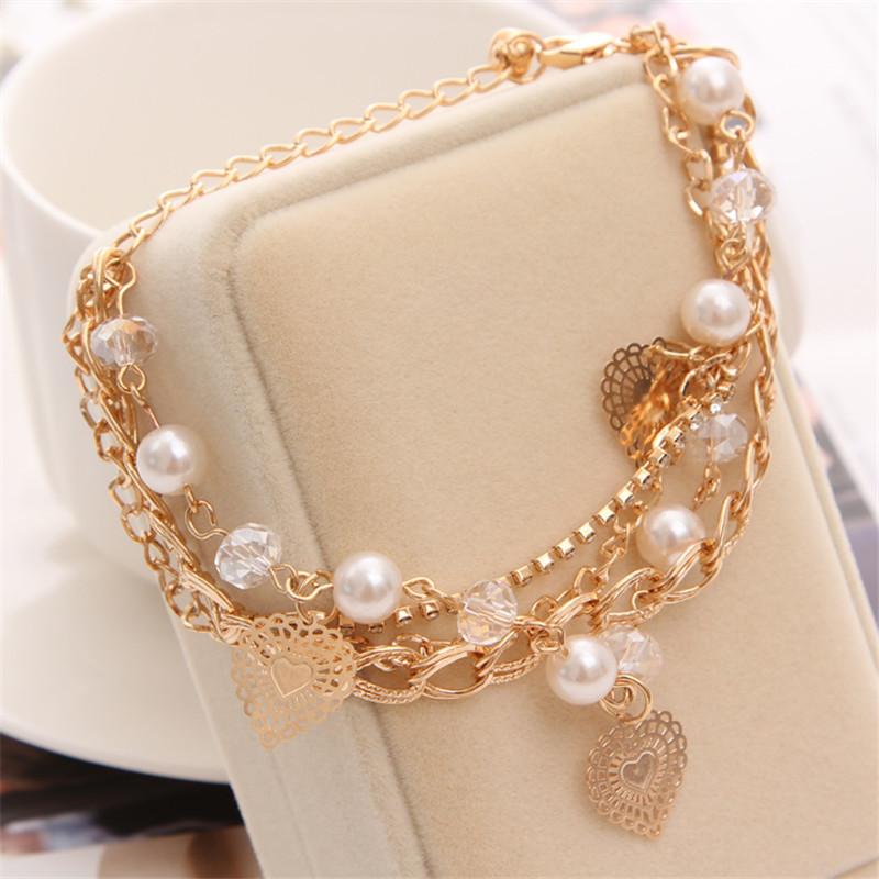 Charm Bracelets ZOSHI Simulated Pearl Beads Bracelet For Women Mulitlayers Gold Color Chain Bangles Love Heart Charms
Charm Bracelets ZOSHI Simulated Pearl Beads Bracelet For Women Mulitlayers Gold Color Chain Bangles Love Heart Charms