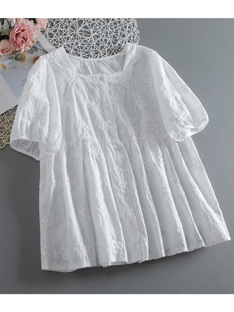 Women's Blouses & Shirts Lamtrip Square Collar Floral Embroidery Single Breasted Short Sleeve Shirt Cotton Top 2023 SummerWomen's, Beige
Women's Blouses & Shirts Lamtrip Square Collar Floral Embroidery Single Breasted Short Sleeve Shirt Cotton Top 2023 SummerWomen's, Beige
